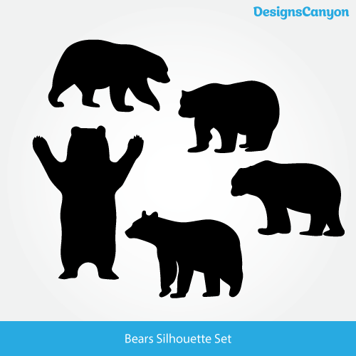 500x500 Bears Silhouette Set Free Vector