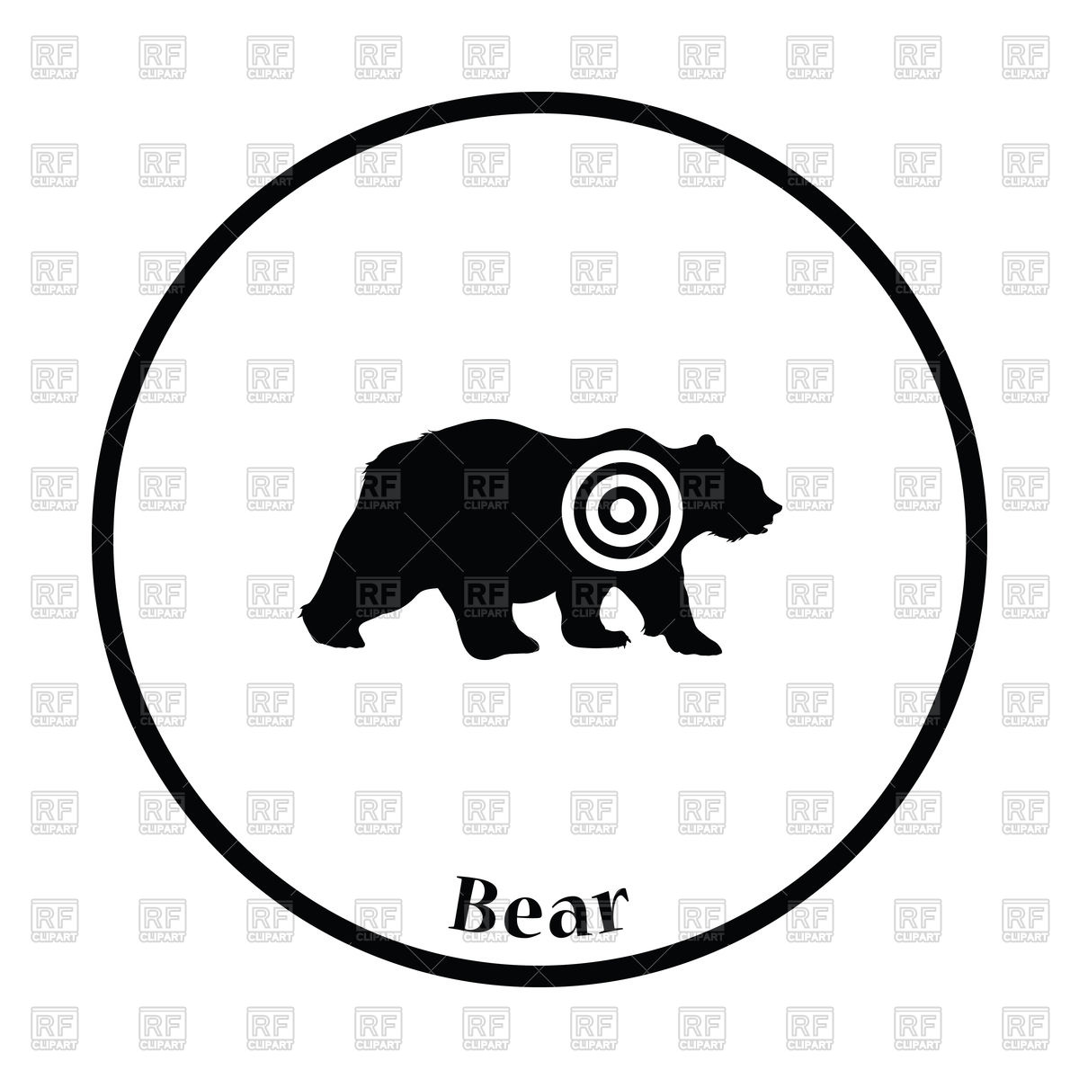 1200x1200 Thin Circle Design Of Bear Silhouette With Target Vector Image