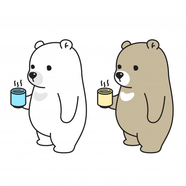 626x626 Bear Vector Polar Bear Drink Tea Coffee Water Vector Premium