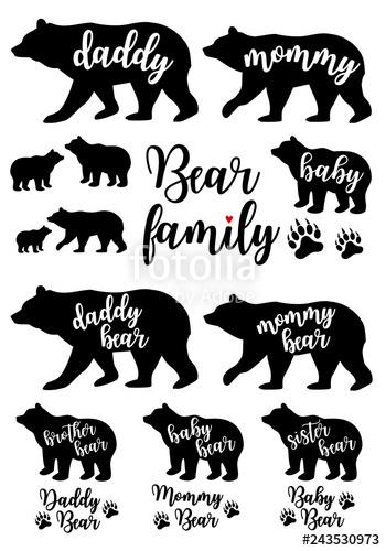 350x500 Daddy Bear, Mommy Bear, Baby Bear, Vector Set Stock Image