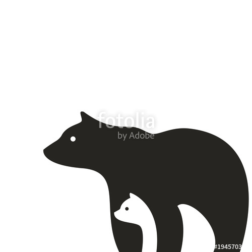 500x500 Bear Logo Icon, Gray Bear Vector Illustration Stock Image
