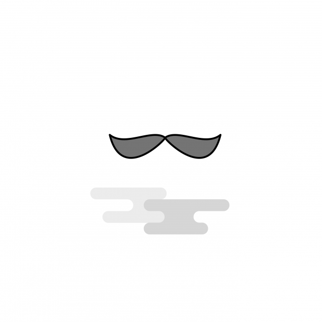 640x640 Mustache Web Icon Flat Line Filled Gray Icon Vector, Background
