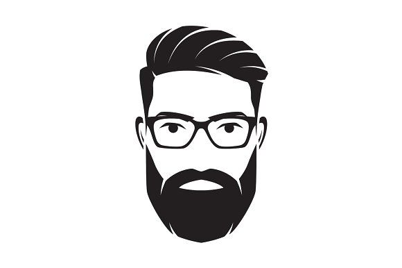 580x386 Bearded Men Face, Hipster Character Vector Illustration