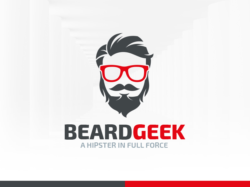 800x600 Beard Geek Logo Template