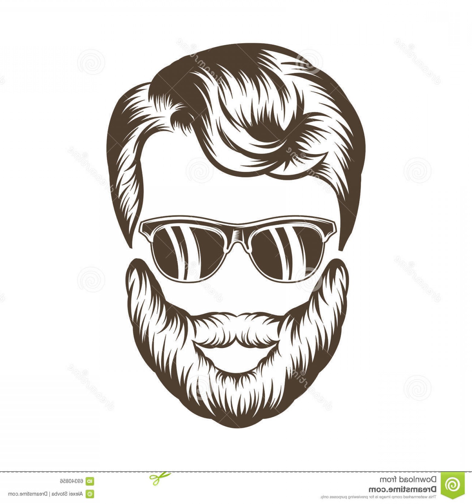 1560x1668 Stock Illustration Hipster Man Hair Beard Hand Drawn Vector