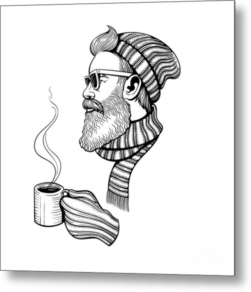 516x600 Vector Black And White Bearded Man With Digital Art