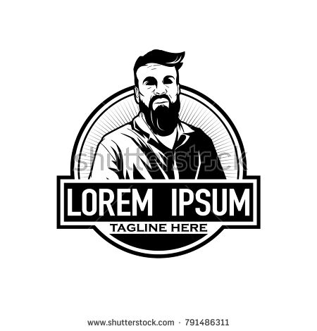 450x470 Bearded Man Vector Logo Template Logo Designs Man Vector, Logo