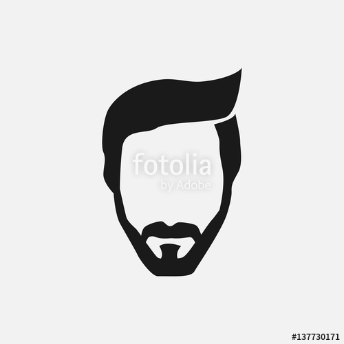 500x500 Bearded Hipster Face Black Silhouette Vector Illustration Stock