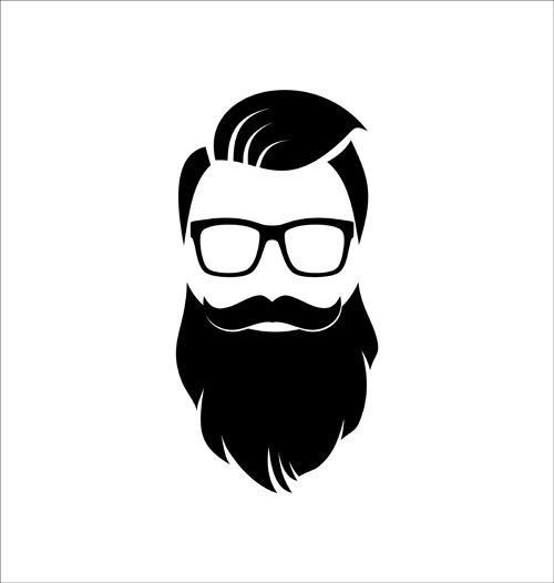 500x526 Long Beard Hipster Head Portrait Vector Set Template