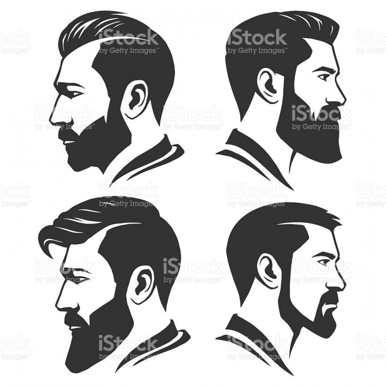 1473x1473 Man With Beard Variations Silhouette Gm Handandbeak