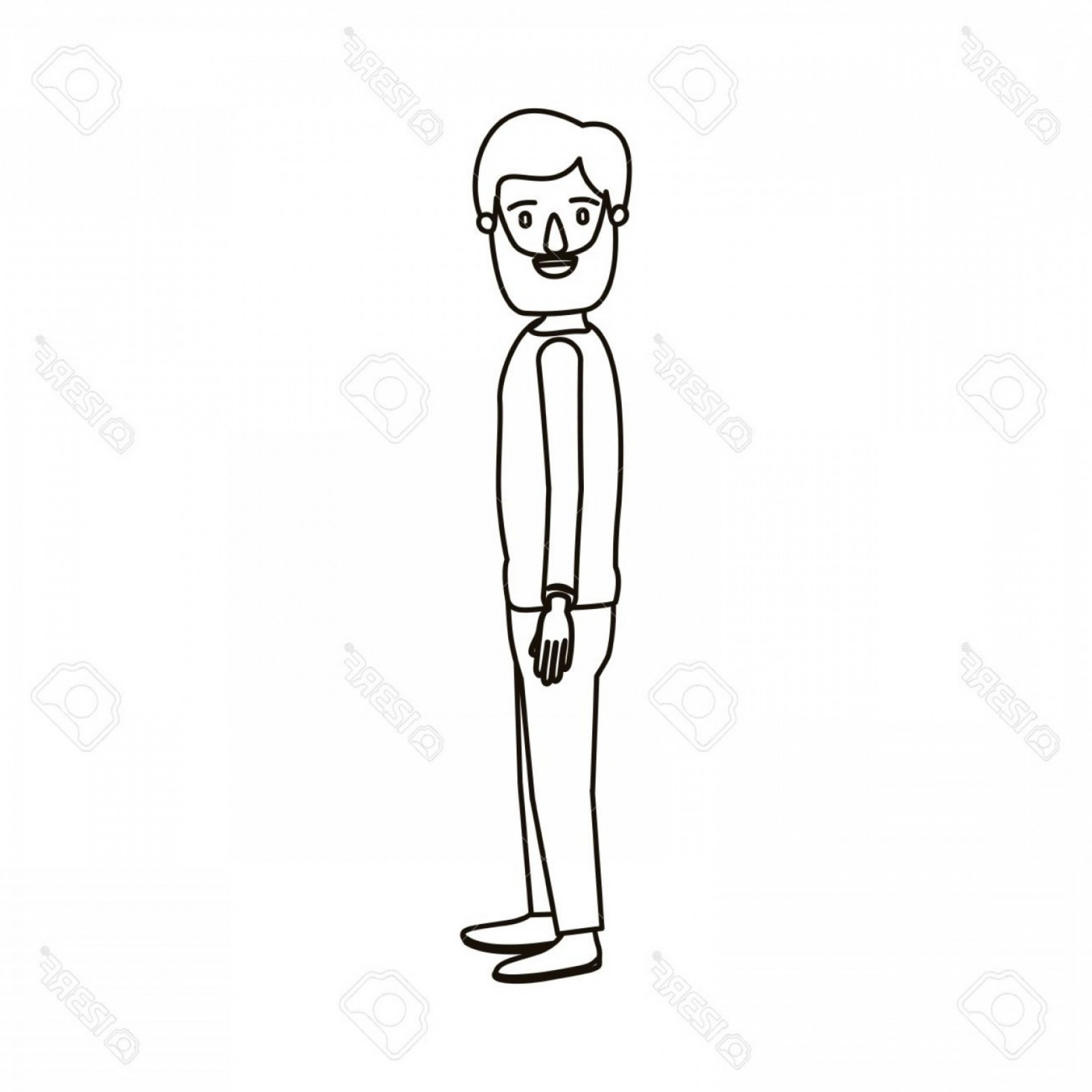 2246x2246 Photostock Vector Silhouette Cartoon Full Body Man With Beard