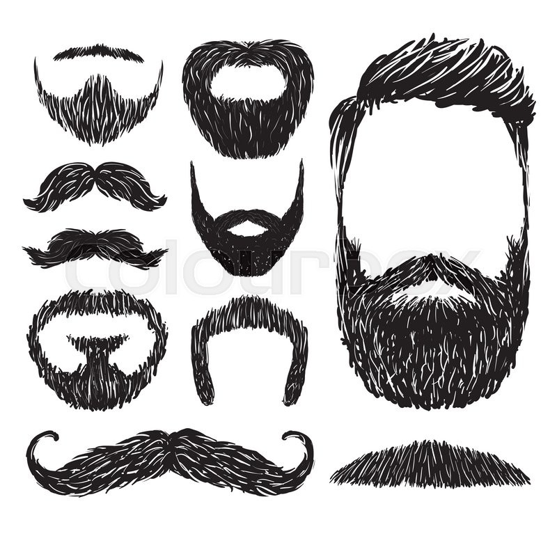 800x770 Set Of Mustache And Beard Silhouettes, Stock Vector Colourbox