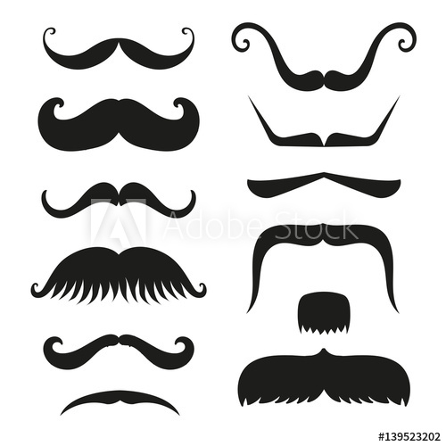 500x500 Silhouette Vector Black White Mustache Hair Hipster Curly