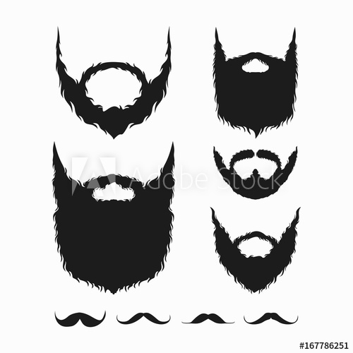 500x500 Set Of Beard And Mustache Silhouette Vector