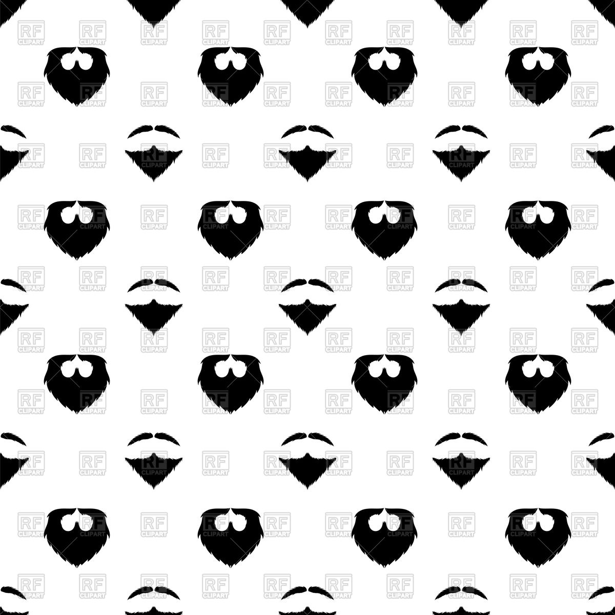 1200x1200 Beard Silhouette Seamless Pattern Background Vector Image