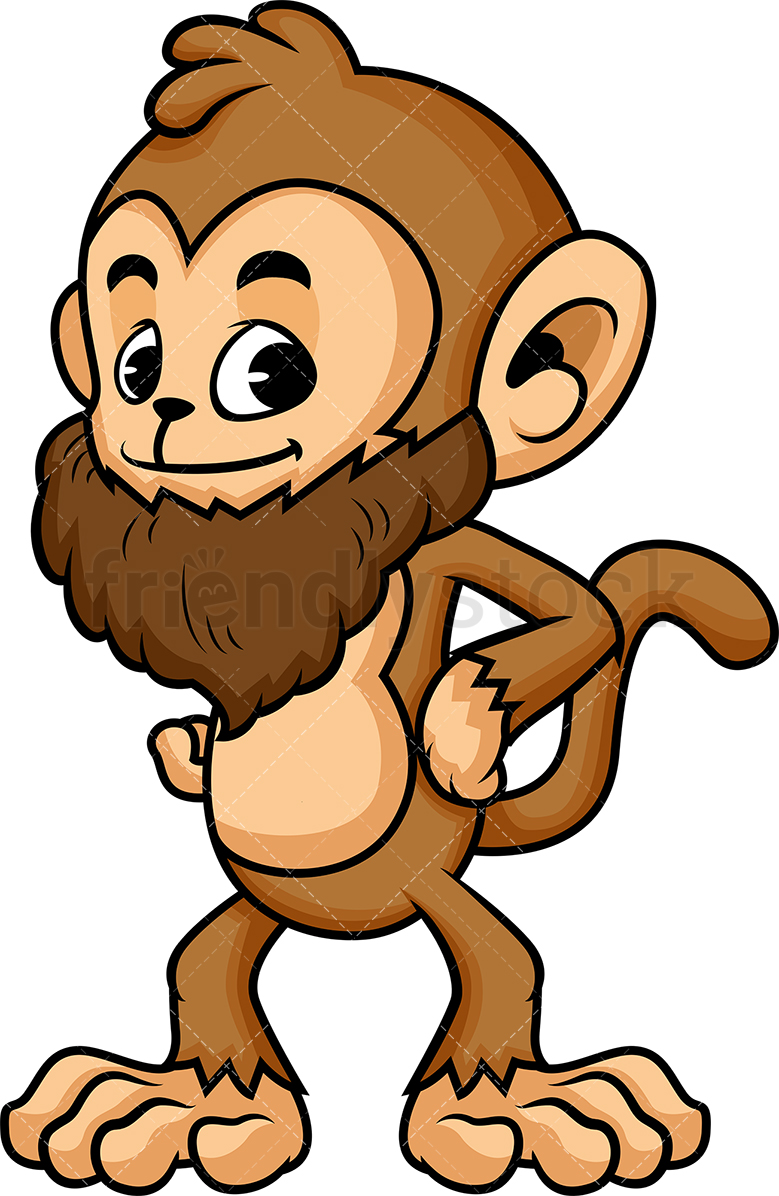 Hipster Monkey Cartoon With Beard Vector Clipart 779x1196 Hipster Monkey Cartoon With Beard Vector Clipart