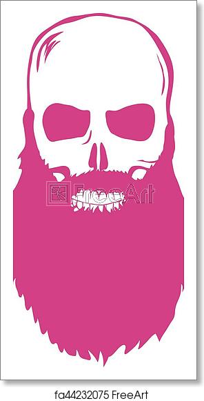 296x580 Free Art Print Of Skull With Beard Vector Hand Drawn Skull