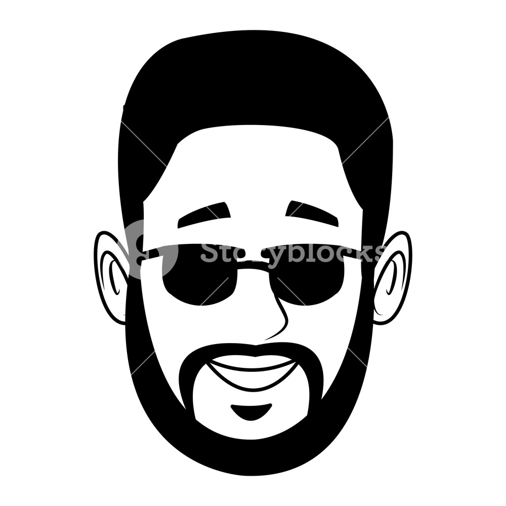 1000x1000 Young Man Head Sunglasses Beard Vector Illustration Graphic Design