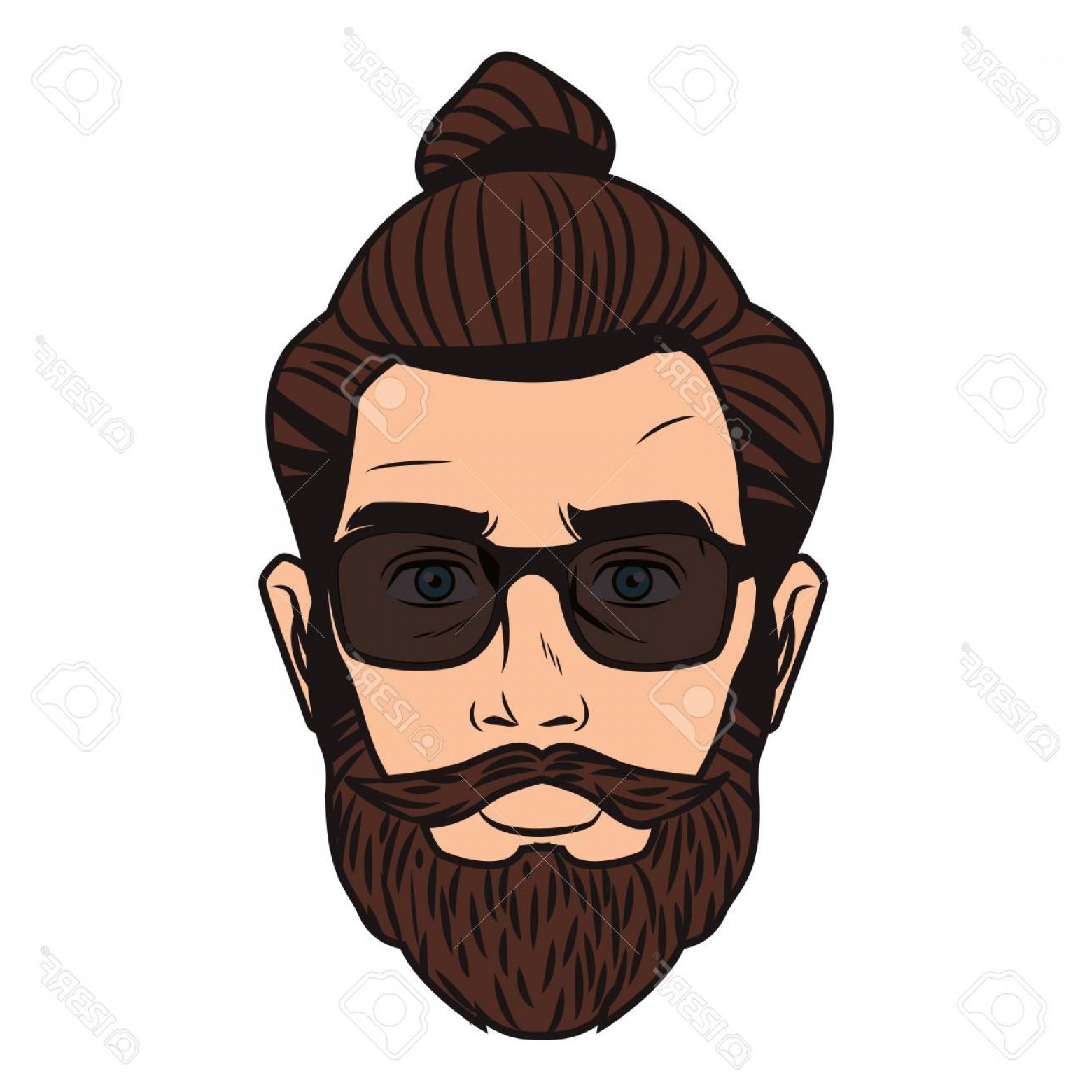 1560x1560 Photopop Art Hipster Man Face With Sunglasses And Beard Vector