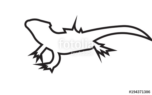 500x313 Bearded Dragon Silhouette Outline On White Background Stock Image