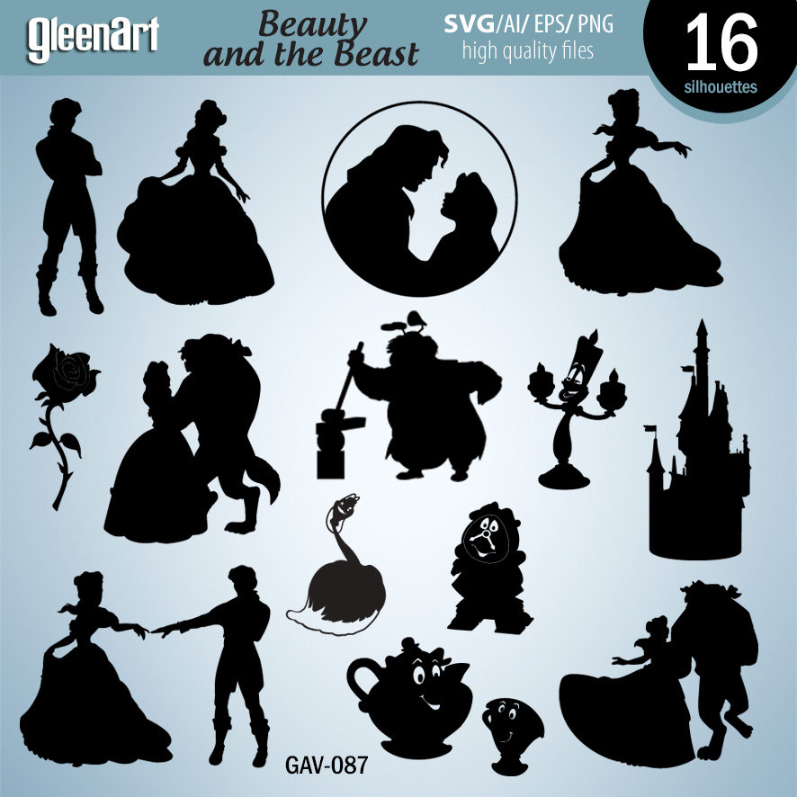 Beauty And The Beast Silhouette Vector 886x886 Beauty And The Beast Silhouette Vector