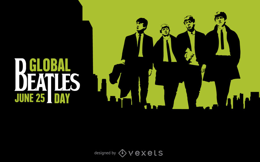 900x563 Global Beatles Day Black And Green Poster