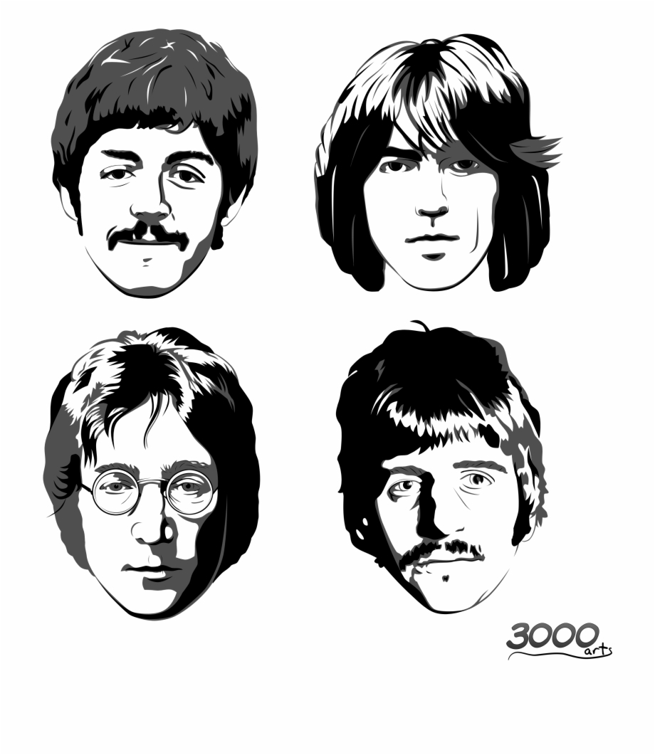 920x1061 Beatles Vector Line Drawing