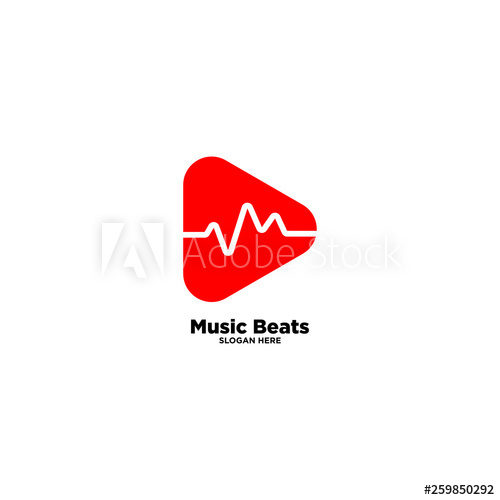 500x500 Music Beats Simple Logo Template, Vector Illustration Icon Element