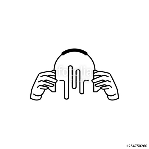 500x500 Hand Hold Headphones With Music Beats Logo Vector Icon