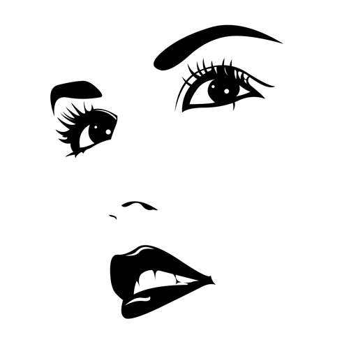 500x500 Beautiful Girl Face Design Vector Set Free Download