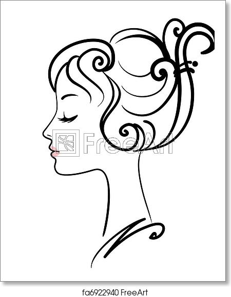 450x580 Free Art Print Of Beautiful Girl Face Vector Illustration