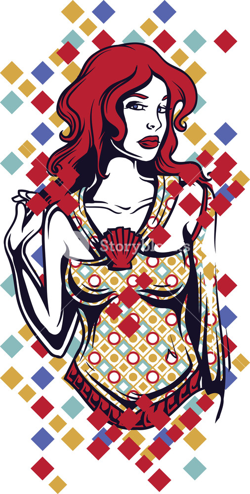 506x1000 Beautiful Girl Vector T Shirt Design Royalty Free Stock Image