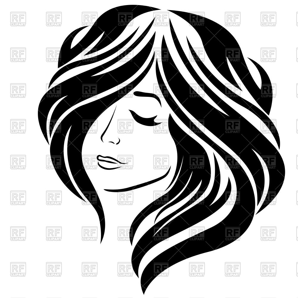 1000x1000 Beautiful Girl With Closed Eye And Long Stylish Hair Vector Image