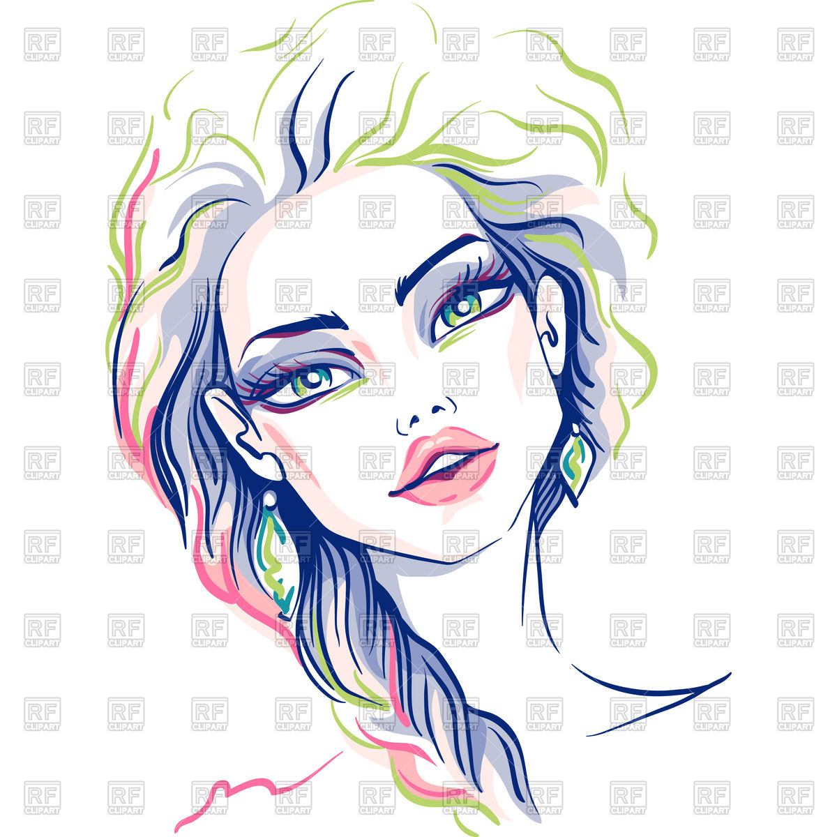 1200x1200 Hand Drawn Beautiful Girl Vector Image Of People