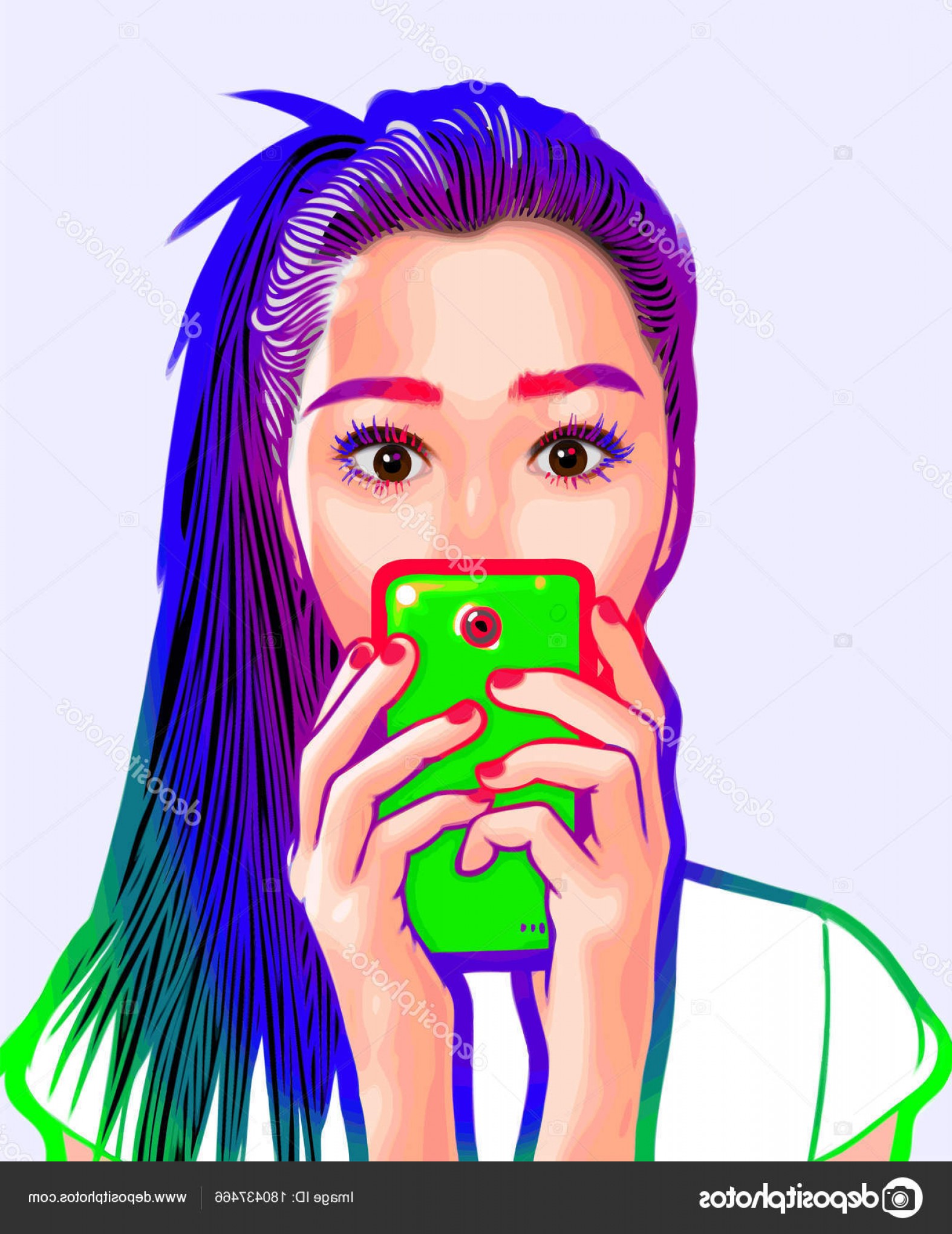1574x2040 Stock Illustration Beautiful Girl Vector Art Selfie Soidergi