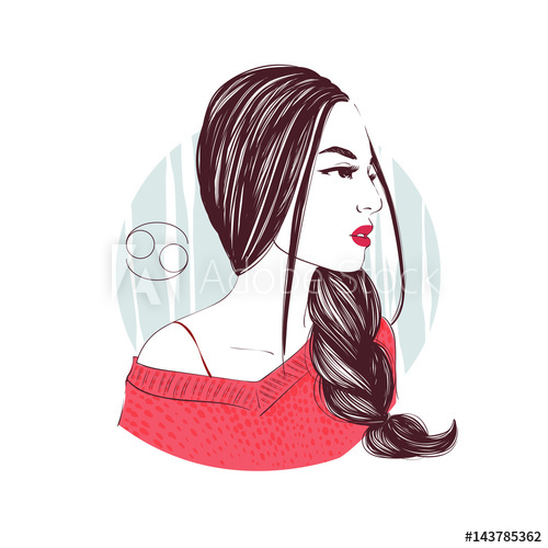 500x500 Zodiac Illustration Of Cancer Zodiac Sign As A Beautiful Girl