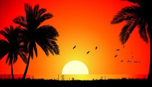 Sunset Landscapes Beautiful Vector Background Free Vector 500x286 Sunset Landscapes Beautiful Vector Background Free Vector