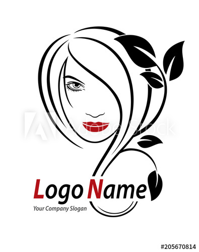 395x500 Beautiful Woman Vector Logo Template For Hair Salon, Beauty Salon
