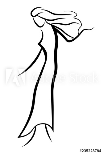 334x500 Black Line Woman Silhouette Of Beautiful Woman Vector
