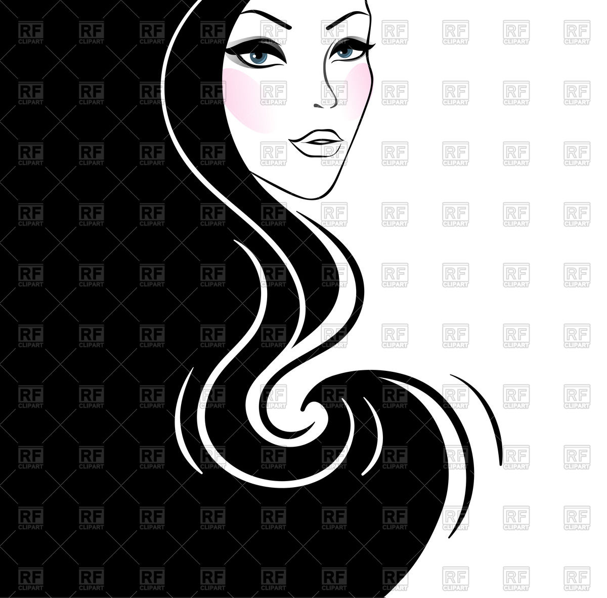 1200x1182 Beautiful Woman's Silhouette With Long Hair Vector Image Of People