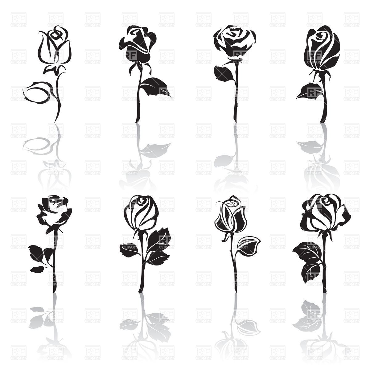 1200x1200 Stylized Rose Silhouette Vector Image Of Plants And Animals