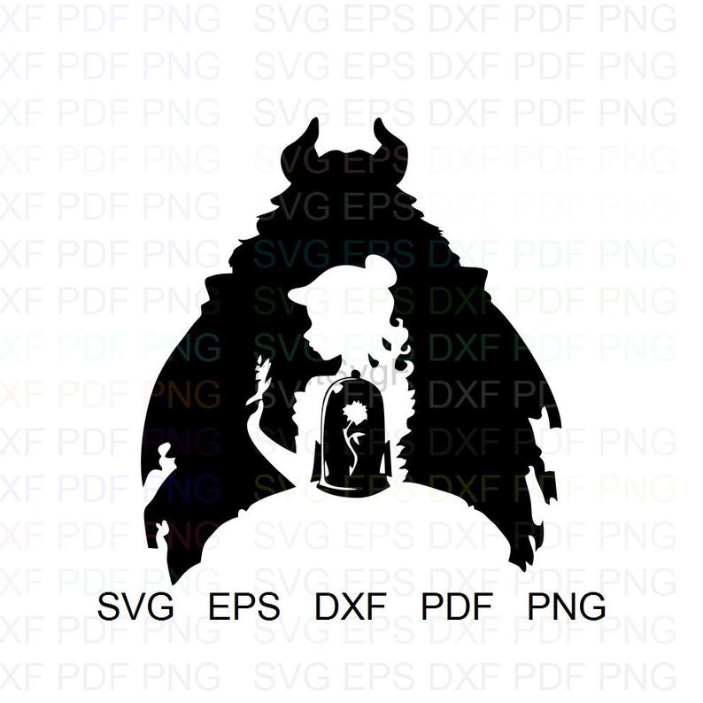 794x794 Beauty And The Beast Silhouette Vector Clipart Dxf Pdf Etsy