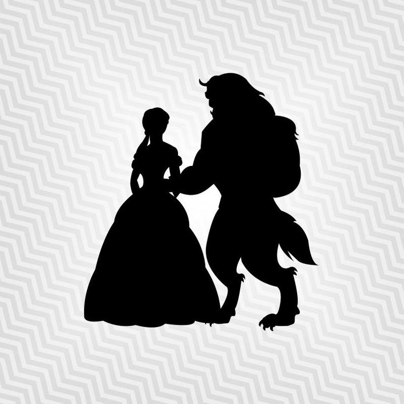 794x794 Beauty And The Beast Silhouette Outline Cutoutvector Art Etsy