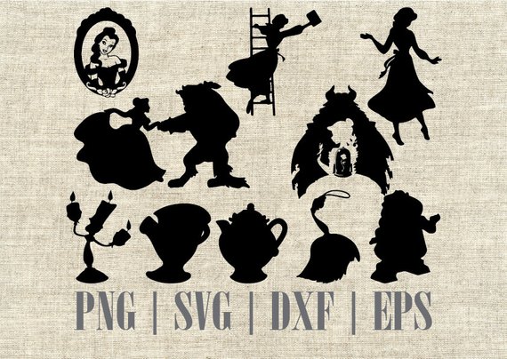 570x404 Beauty And The Beast Silhouette Digital Clipart