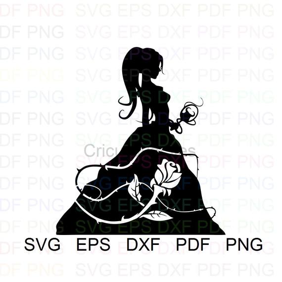 570x570 Belle Beauty And The Beast Silhouette Vector Clipart Etsy