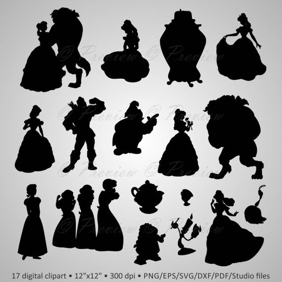 Beauty And The Beast Silhouette Vector at Vectorified.com | Collection ...