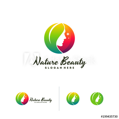 500x500 Nature Beauty Logo Vector, Leaf And Beauty Face Logo Template