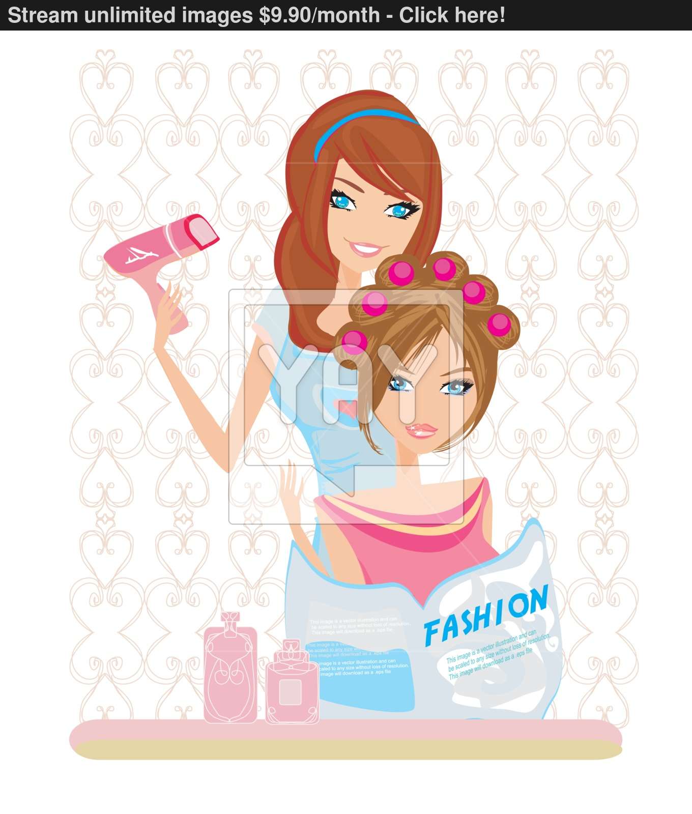Woman Has Dried Hair In A Beauty Salon Vector 1360x1600 Woman Has Dried Hair In A Beauty Salon Vector