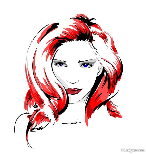 600x633 Designer Hand Drawn Sketches Like Beauty Vector Material