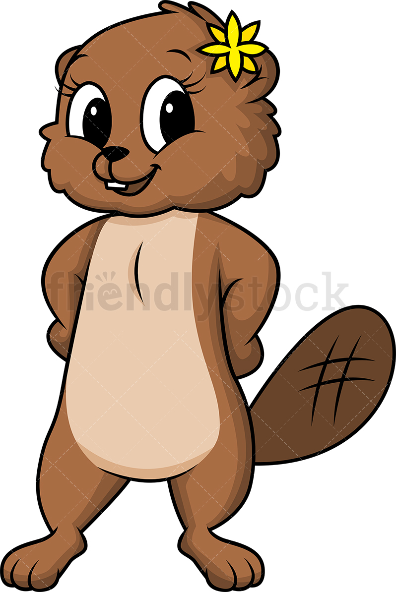 798x1194 Female Beaver Cartoon Clipart Vector